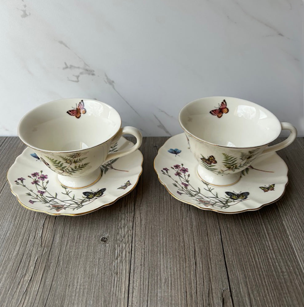 Butterflies and floral tea cups